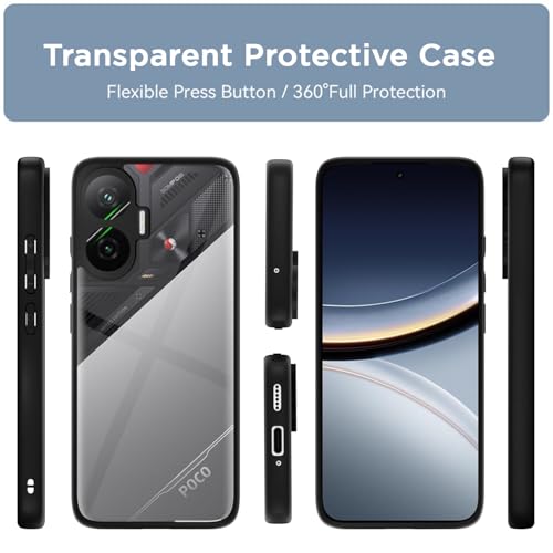 Image of Amazon Basics TPU+PC Back Cover for Poco F7 5G | Shockproof Sleek Hybrid Armor Bumper Case (Black)