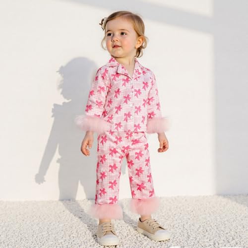 Kuriozud Birthday Girl Pajamas Silk Stain Pjs Shirt Top +Pant 2Piece Set Birthday Toddler Kids Little Girl Nightgown Gift4
