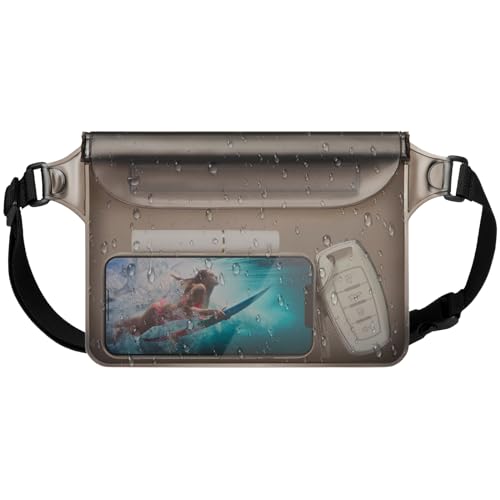 Image of F-color Waterproof Fanny Pack - Waterproof Pouch, Beach Cruise Essentials | Adjustable Waist Strap, Triple Zipper Roll-Top Dry Bag for Phone, Keep Passport Valuables Dry for Beach Kayaking Boating