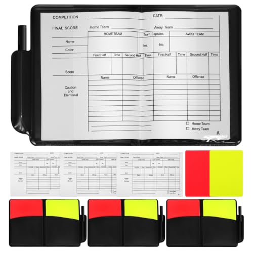 Milisten 4-Pack Soccer Referee Card Set Wallet Pocket