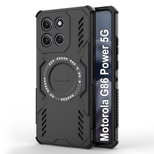 Image of Zapcase Back Case Cover for Motorola G86 Power 5G | Magnetic Case with Built-in Metal Ring | Supports MagSafe Charger, Wallet & Car Mount | Shockproof Hybrid PC + TPU | Black