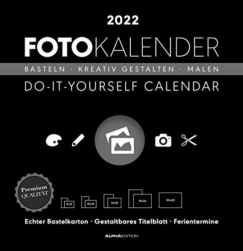 Photo Craft Calendar Black 2022 - Do it yourself Calendar 32 x 33 cm - Dated - Creative Calendar - Photo Calendar - Alpha Edition image 2