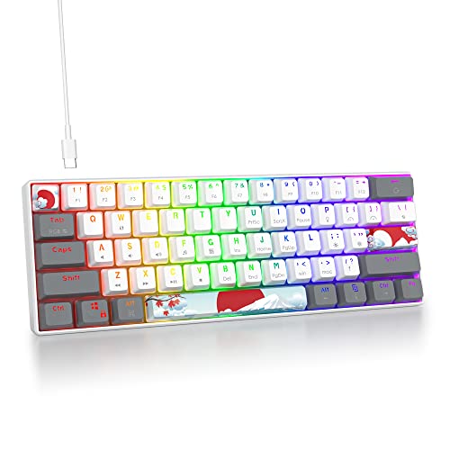 Image of 60% Mechanical Keyboard 61-Key Wired Gaming Keyboard with Red Switch RGB Lighting Effect PBT Keycaps Ultra-Compact Mini Keyboard Suitable for Win /Mac(61 White)