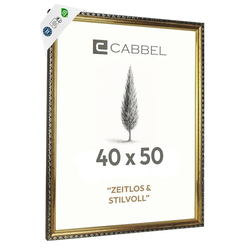 CABBEL Cornice CELI 40x50 cm Oro – Cornice da Parete Elegante in Stile Barocco – Acrilico Infrangibile – Per Poster, Diplomi, Stampe – Perfetta per Casa, Ufficio, Studio, Interni Classici