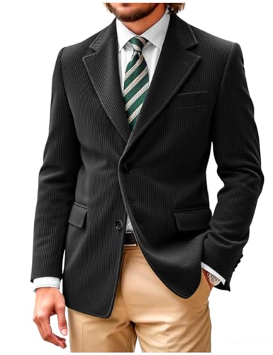 Wangyue Brown Corduroy Blazer for Men Regular Fit British Blazers and Sports Jackets Suit Long Sleeve Wedding Coats