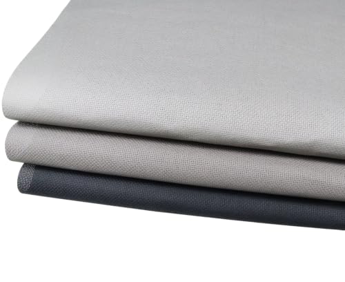 Image of KCS 3 pc of 15 inch x 18 inch(38cmx45cm) 16 Count Cross Stitch Cotton Aida Cloth Needlework Rolled Fabric Box,16CT,Medium Grey+Dark Grey+Black