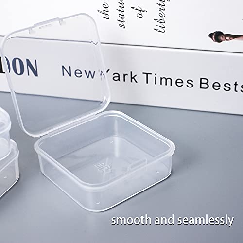 Image of DUOFIRE Containers with Lids 24 Pack Plastic Box Clear Storage Containers Bead Organizer for Crafts, Jewelry, Small Items (2.5x2.5x0.8 Inches)