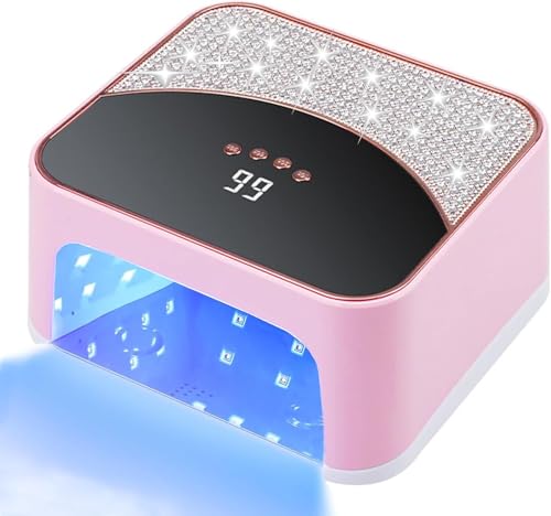 Image of COSTICA | 268W Led Uv Nail Lamp Gel Nail Light Uv Dryer with 4 Timers | Professional Quick Curing Lamp | Nail Art Tools with Rhinestone | (White,Pink)