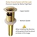 Angle Simple Sink Drain Stopper, Brass Bathroom Sink Stopper Replacement, Pop Up Drain with Overflow Hole, Gold
