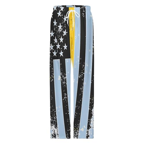 Vintage 911 Dispatcher Thin Gold Line Flag Mens Pajama Pants Print Lounge Pant PJ Bottoms Sleepwear Loungewear4