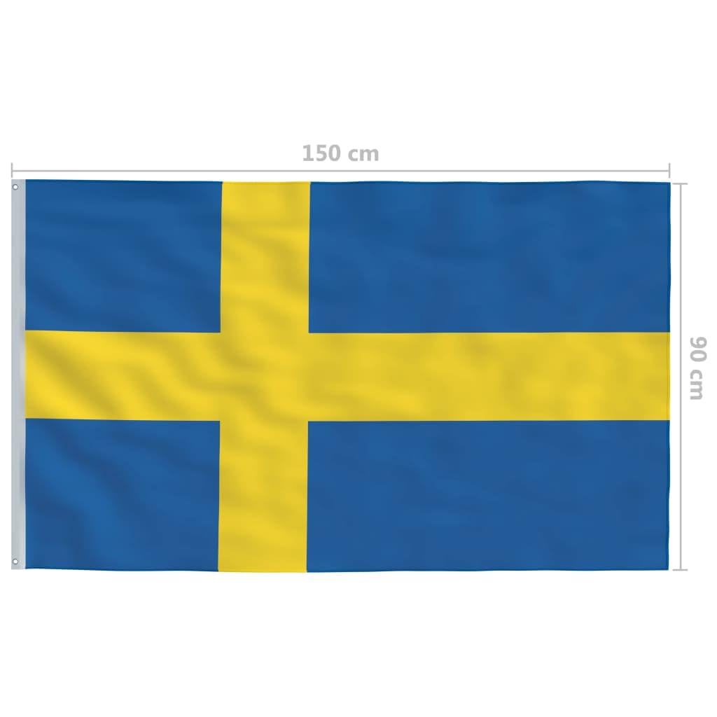 Flagge Schwedens 90 x 150 cm Polyester mit Messingösen, verstärkte Kanten, Outdoor Fahne für Garten, Balkon, Terrasse, Sportveranstaltungen, Vereinsfeiern, Party, Camping, Saison, Hissen