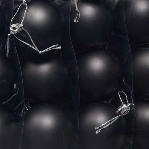 Boule de Noël noire Relaxdays lot 100 plastique robuste suspension sapin 6cm - 6