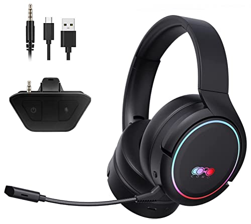 SLuB Gaming-Headset für Xbox One, Xbox Series X|S, Xbox 360, PS4, PS5, Switch, PC mit Noise Cancelling Mikrofon, RGB Beleuchtung, 7.1 Surround, Over Ear Kabelloses Gaming Headset (Schwarz) Cover