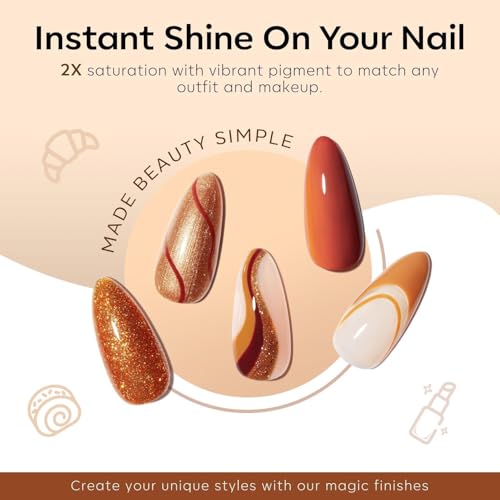 Image of modelones Gel Nail Polish Set, 6 Colors Summer Nude Orange Dark Brown Glitter Pearl Cinnamon Tawny Cherry Mocha Gel Nail Polish All Skin Tones Soak OFF LED Nail Art DIY Gift