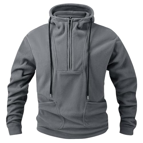Mens Fleece Hoodies Sherpa Half Zip Pullover Fuzzy Warm Sweatshirts Thermal Winter Jacket 2025 Fashion Regular Fit2
