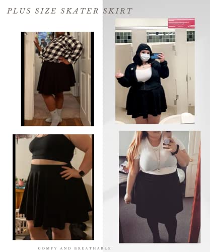 RITERA Plus Size Basic Versatile Stretchy Elastic Waist Flared Casual Mini Skater Skirt/Pleated Plaid Skirt for Women XL-5XL3