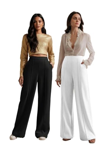Image of KOTTY Women's Formal Wide Leg Pant Set with Tailored Fit for Office Wear, Casuals Styling, and Elegant Smart Casual Fashion