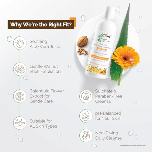 Image of Calendula Body Wash with Aloe Vera & Walnut Shell | Gentle Exfoliating & Hydrating Shower Gel for Smooth & Glowing Skin | Sulphate & Paraben Free | Unisex | 250ml