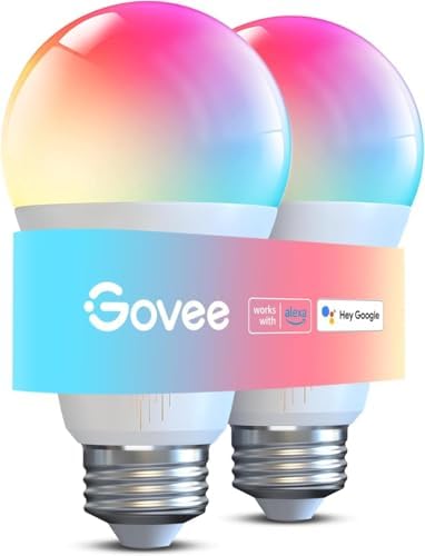 Govee Smart Light Bulbs 1200 Lumens, Color Changing Light Bulbs RGBWW Dimmable, Works with Alexa & Google Assistant, Color Bulb, 12W 85W Equivalent A19 LED Bulbs for Bedroom Living Room, 2 Pack