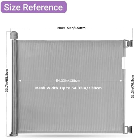 Momcozy Retractable Stair Gate for Baby and Pets, 0 to 140 cm Narrow to Extra Wide Baby Safety Gate, One Handed Silent Operation Baby Gate for Stairways & Hallways, Indoor & Outdoor, Grey