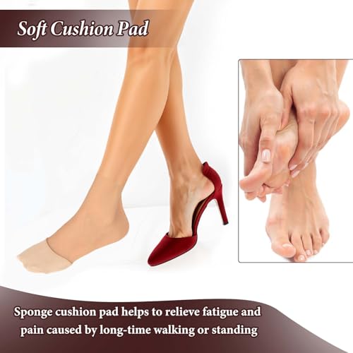 Image of COMNICO 6 Pairs Ball of Foot Cushion Socks, Invisible Non-Skid Toe Topper Liner Socks Women's Toe Cover No Show Half Socks for Heels Dress Shoes
