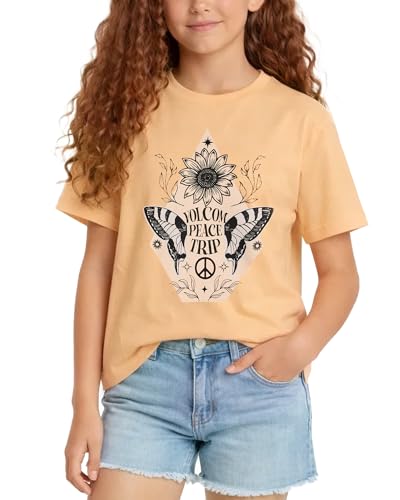 Image of Volcom Girls Shirts - Casual Crewneck Short Sleeve Graphic Tee Trendy Tops - Breathable Girls Summer Clothes