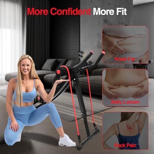Image of Ab Machine for Home Gym, 440 LBS Ab Trainer with Digital Display, 4 Adjustable Resistance Levels, Foldable Abdominal Workout Equipment with Knee Protection for Core Strength Training