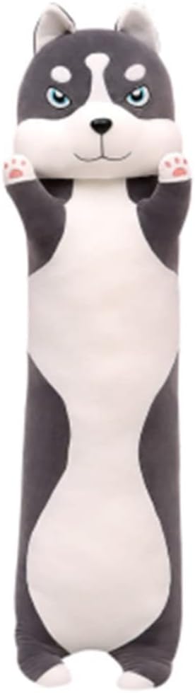 Peluche de perro Husky largo de 27.5 pulgadas, cojín de muñeca Erha de dibujos animados, cojín largo para dormir para gatos para niños