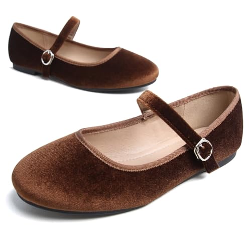Image of TN TANGNEST Women's Velvet Flats Round Toe Ballet Shoes | Elegant Bowknot Flats Comfortable Casual Slip On Flats for Work