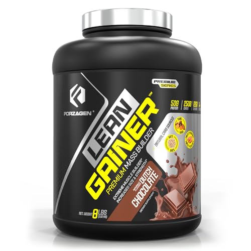 Forzagen Lean Gainer Premium Mass Builder | Mass Gainer Protein Powder for Men & Women | High Calorie Protein, Weight Gain, Bulk, Muscle Building Supplement | Dutch Chocolate, 8 lbs. (11 Servings)