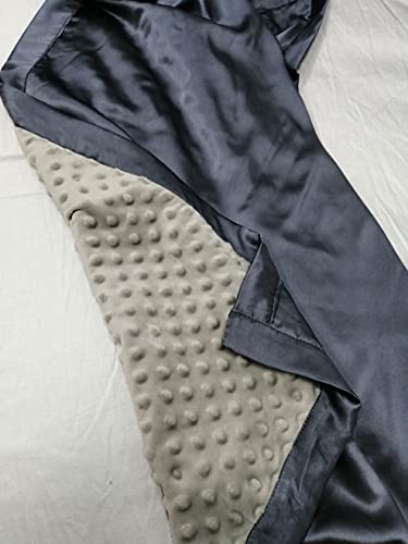 Image of Baby Soft Silk Blanket - 100% Mulberry Silk On One Layer with Minky Plush Dot Blanket Backing - Reversible Double Layer, Gift for Girls /Boys Best for Summer (28 x 40 inch, Dark Grey)