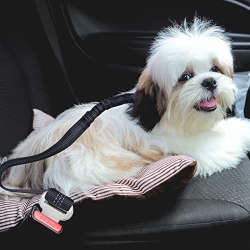 Imbg Dog Seat Belts For Car, Adjustable Nylon Restraint Car Seat Belt For Dog, Strong Dog Car Safety Harness With Elastic Bungee Buffer, 360 Degree Swivel Attach Won't Twist #TOP5