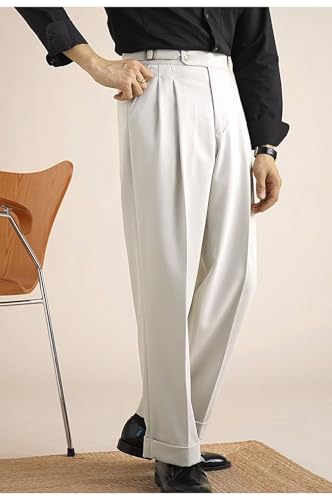 Mens Pants Classic Gurkha Dress Pants Slim Fit Flat Front Casual Business Lightweight Trousers3
