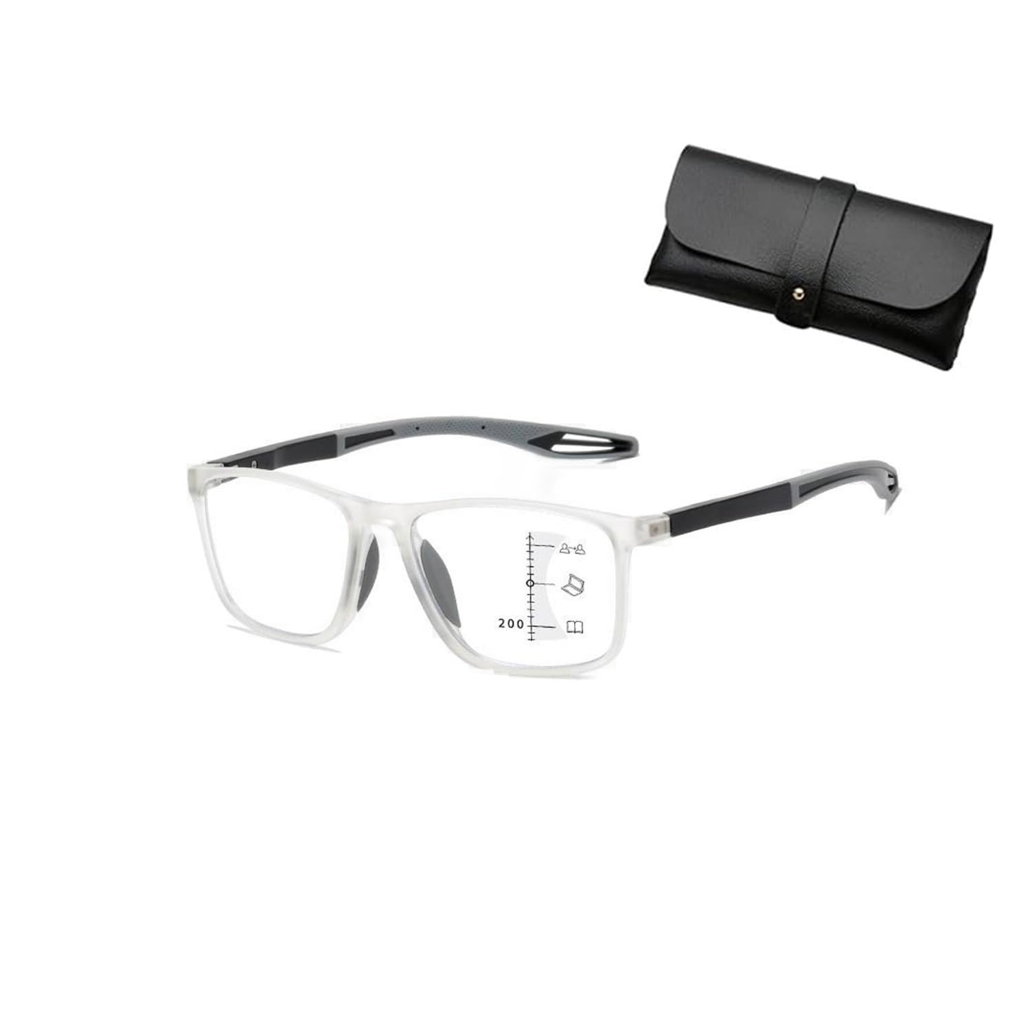 Aosrioylt Sport Intelligent Photochromic Progressive Bifocal Presbyopia Glasses, Chromoscope, Reading Glasses(White,+2.00)