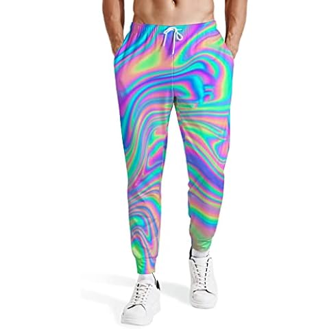 NELife Men's Joggers Sweatpants Drawstring Pants Trousers with Pockets for Running Workout Party, 60s 70s, X-Large Cover