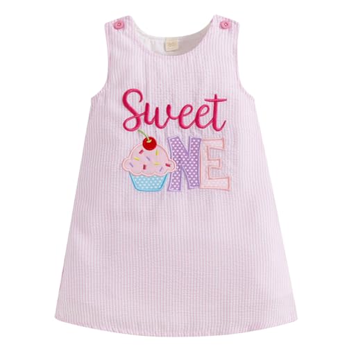 Baby Girls First Birthday Outfit 1st Birthday Cake Smash Dress Sleeveless Embroidery One Year Old Dress
