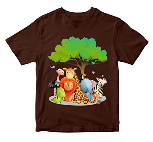 Image of Boys & Girls Cute Jungle Animals Theme 100% Cotton Unisex Kids T-Shirt