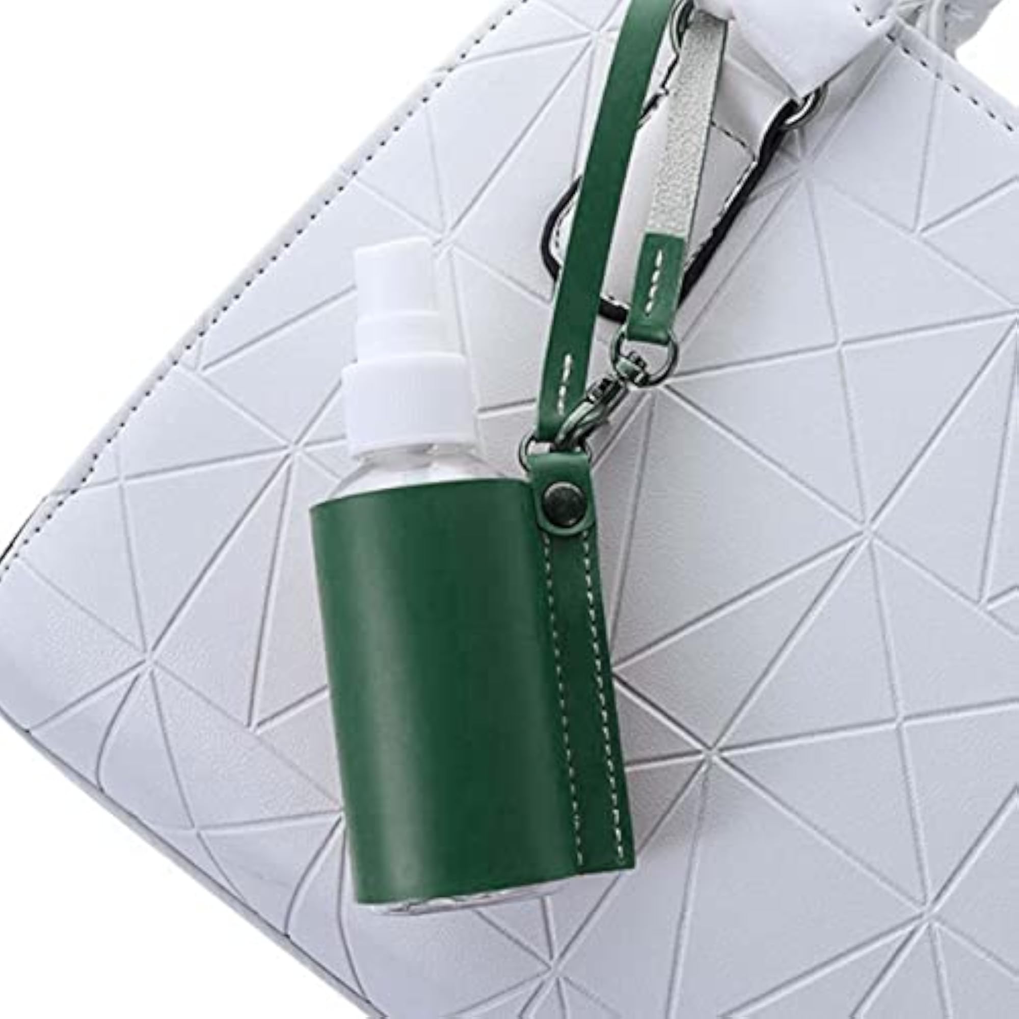 Empty Bottle with PU Leather Sleeve for Lotion, Green
