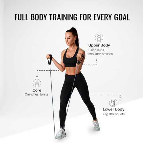 Image of Wiselife Adjustable Resistance Bands with Handles for Exercise | Heavy Duty Workout Bands with Door Anchor for Strength Training, Physical Therapy & Full Body Home Workouts 20 kg(Gray)