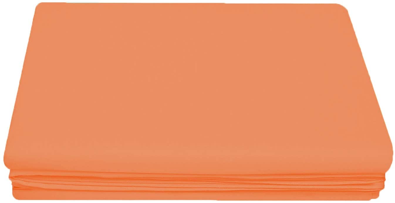 Percale Polycotton Flat Sheet Easy Care (Peach, Double)