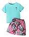 WMHNEI Boys' 2-Piece Summer Outfit Palm Tree Print Short Sleeve Tee & Shorts Set Size 7 8