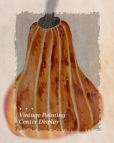 Image of HUARCEY Gold Framed Vintage Wall Art for Living Room, Pumpkin Painting Prints Shelf Decor for Kitchen, Aesthetic Bedroom Wall Art, Autumn Gifts for Friends or Family - Japandi Pumpkin 10L x 8W