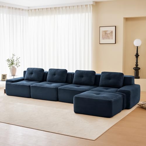 Image of Corduroy Modular Sectional Sofa, Oversized Cloud Couches for Living Room