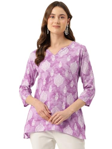Image of feranoid Designer V-Neck Short Straight Kurti with 3Quarter Sleeves