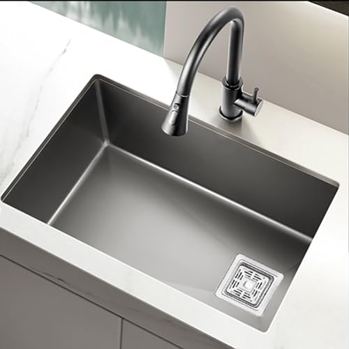 Fregadero de cocina moderno de acero inoxidable nano gris bajo encimera, fregadero de cocina integrado/fregadero de montaje inferior, fregadero de cocina moderno con grifo extraíble 304 para caliente