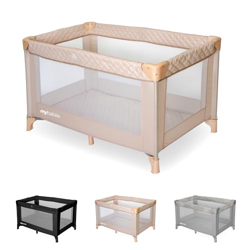 My Babiie Travel Cot - Lightweight From Birth to 15kg Easy Fold & Compact Travel Bag 120cm x 60cm Padded Mattress - Blush Pink
