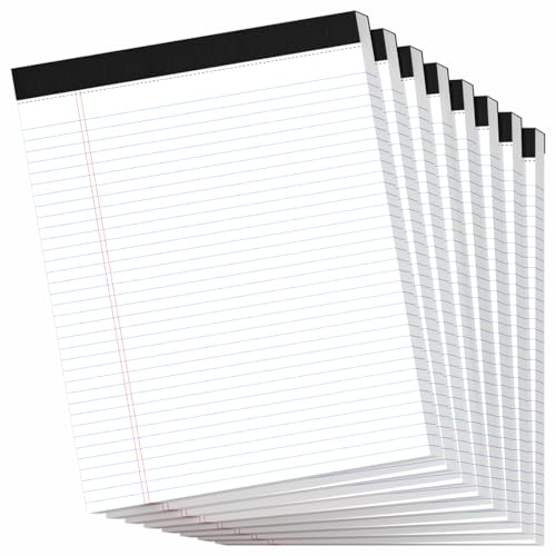 Blocs-notes légaux papier ligné 21,6x27,9 cm, 400 feuilles perforées pour fournitures de bureau