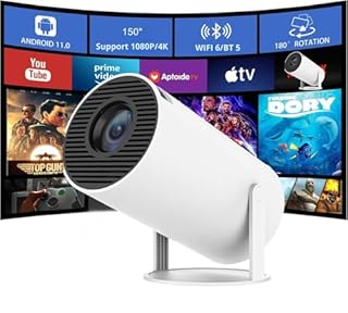 Mini Projecteur Portable 4K - Vidéoprojecteur 1080P FHD 4K 2025 Upgraded Mini Projecteur Portable avec Android 11, WiFi 6,BT5.0, 180° Rotation, Supporté pour TÉLÉPhone/PC/Lap/Stick, HDMI Home Cinéma