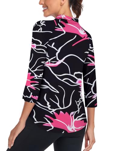 Image of Cucuchy Style Womens Golf Shirt 3 /4 Sleeve Quarter Zip Workout Tennis Tops Quick Dry UPF 50+ Shirts