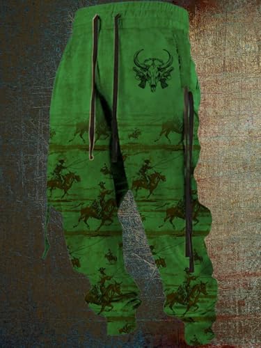 Graphic Sweatpants for Men Aztec Western 3D Print Baggy Cowboy Vintage Joggers Sports Drawstring Pants with Pockets2